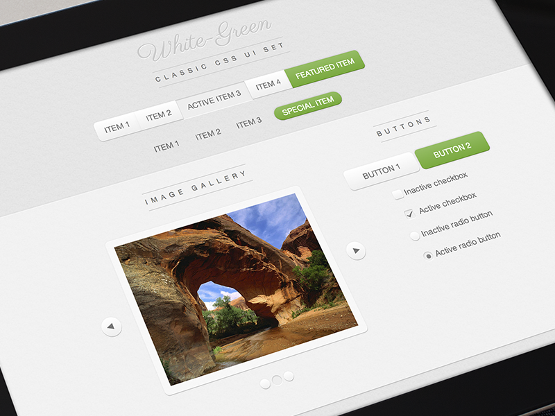 White Green Css Ui Set white green css ui set