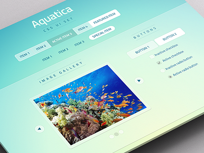 Aquatica - CSS UI Set aqua blue css flat green set ui white