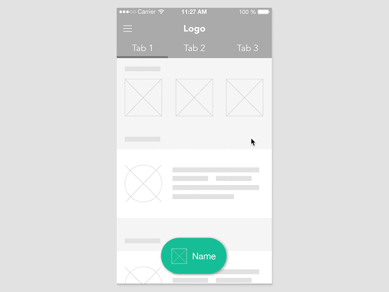 Springy behaviours pixate prototype springy navigation tabs interaction
