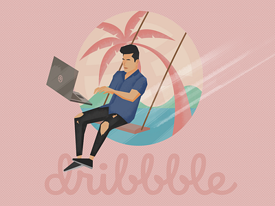 First shot beach design first shot illustration island isometric design laptop philippines procreate self promo summer swing vector