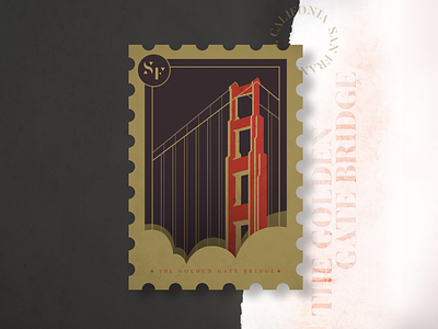 The Golden Gate Bridge badge badgedesign california city illustration citybadge citybadges ggb golden goldengatebridge illustration norcal red san francisco sf stamp stampdesign