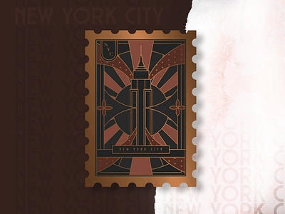 New York City - Post Card 1920s art deco badge badge design badgedesign city badge city illustration citybadge citybadges empire state building empirestatebuilding illustration new york newyork newyorkcity nyc postcard postcard design stamp