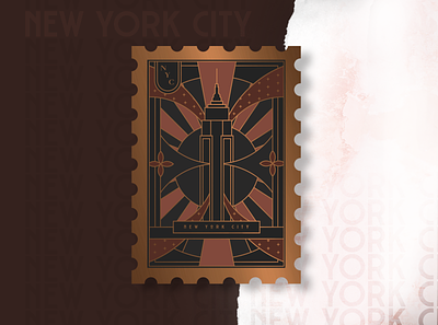 New York City - Post Card 1920s art deco badge badge design badgedesign city badge city illustration citybadge citybadges empire state building empirestatebuilding illustration new york newyork newyorkcity nyc postcard postcard design stamp