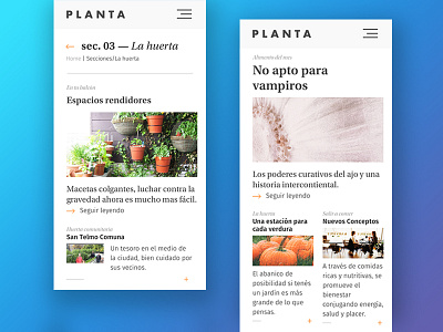 Planta mobile magazine card design magazine minimal mobile planta ui user ux