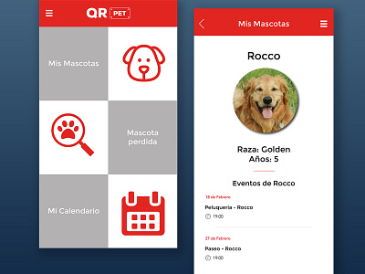 QRPET App - love animals animals app calendar card design dog information minimal mobile ui user ux