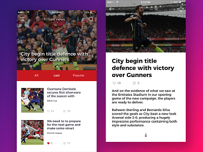 News football app app design app football minimal mobile mobileapp ui uidesign user ux ux design