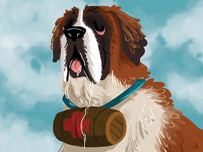 Drooly Doggo breed canine digital art dog doggo first aid illustration photoshop pupper st. bernard wacom intuos