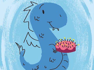 Have a ROARIN' Birthday! birthday birthday cake candles card digital art dragon illustration photoshop wacom intuos