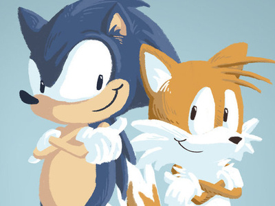 The Fox and the Hedgehog digital art fanart fox illustration photoshop sonic sonic the hedgehog tails videogames wacom intuos