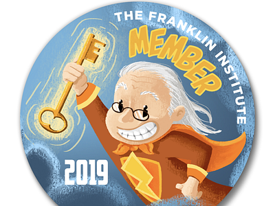 Ben Franklin Member Pin ben franklin benjamin franklin button design digital art graphic design illustration photoshop pin science typography wacom intuos