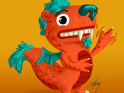 Dragon Guy says "Hi" character design digital art dragon illustration original art photoshop wacom intuos
