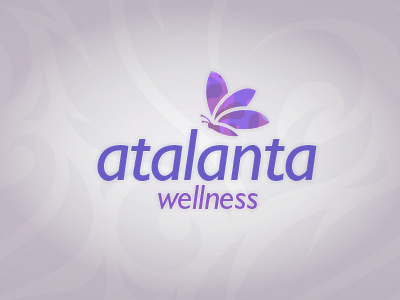 Atalanta Wellness logo // identity atalanta butterfly design face flower identity logo lotus pink purple style type