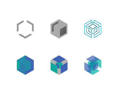 Logomark versions for BIM Consulting 3d bim consulting cube isometry logodesign logomark