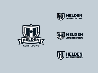 Logo versions for HELDEN AUSBILDUNG coaching helden heroes logo shield sport sport association training