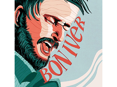 Bon Iver Music Festival Poster Detail concert poster design digital art graphic design illustration lettering portrait