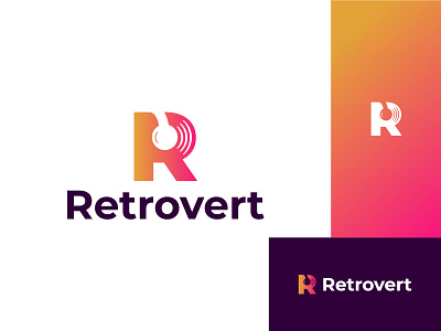 Retrovert Logo Design brand identity branding design icons illustration letter r lettering lettermark logo logo design music ui
