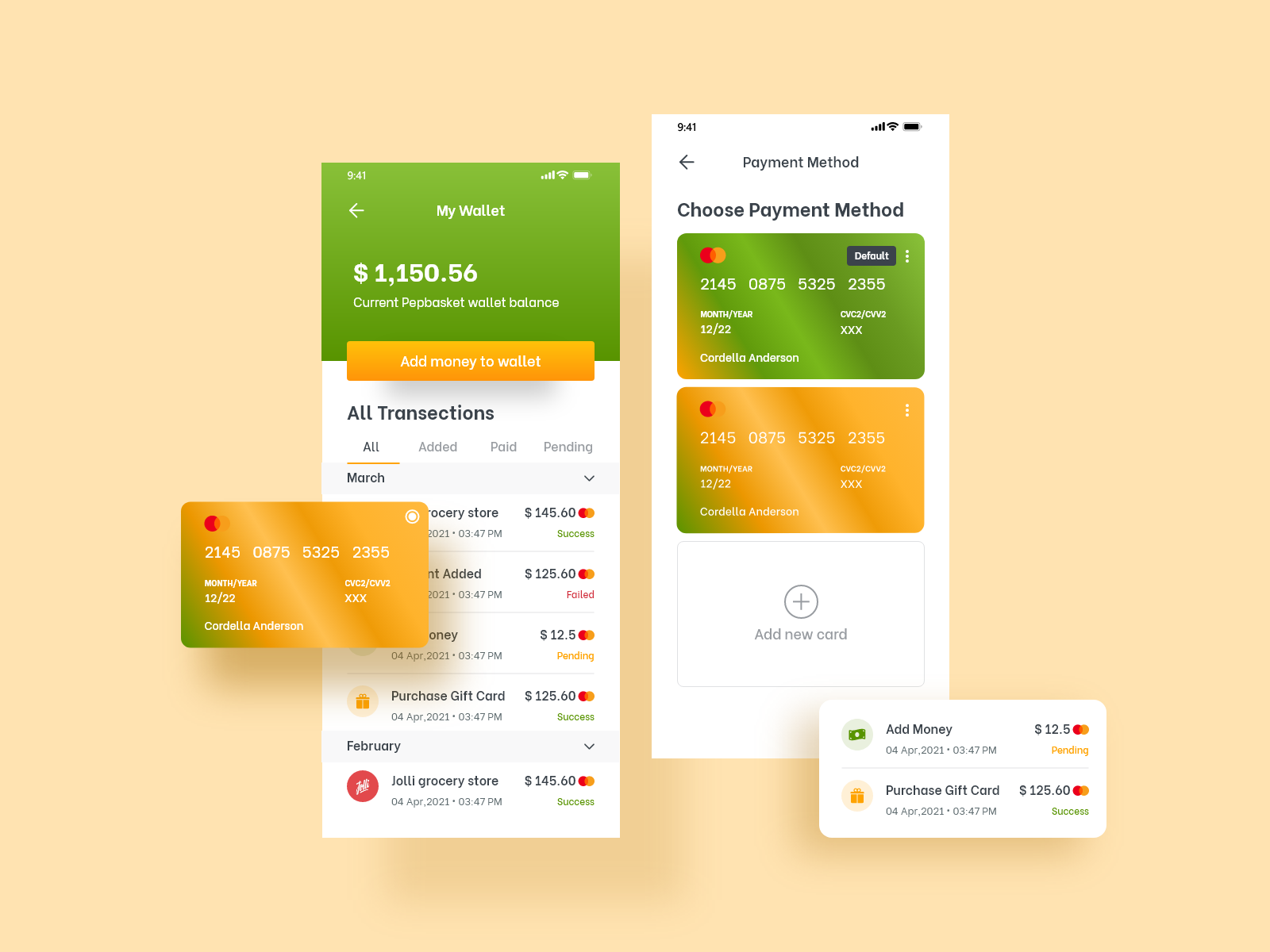App Wallet & Payment method Ui Design Concept by Pix Brand Pvt. Ltd. on Dribbble