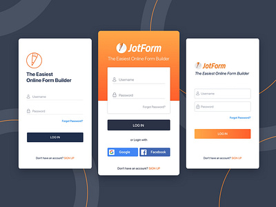 Login Page designs for JotForm Mobile App