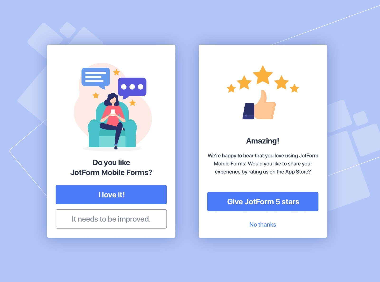 Feedback Modals by Mercan Alper on Dribbble