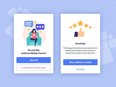 Feedback Modals feedback feedback form feedback modal feedbackplease illustration jotform mobile app mobile app design mobile application mobile ui modal design modal window modals online form rate rate us ui ui design uiux vector