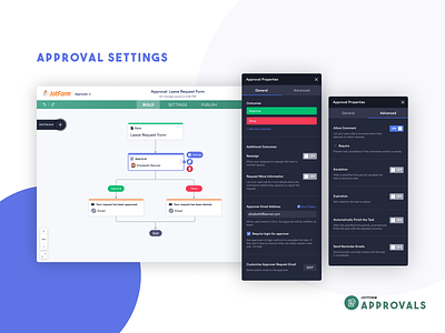 Approval Element Settings approval approval flow case study design drag and drop builder dragdrop element settings form graphic design jotform online form product design settings ui ui design uiux user interface ux case study workflow workflow builder
