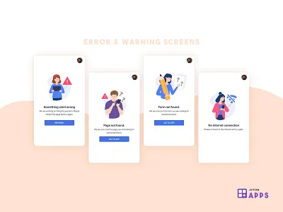 Jotform Apps Error & Warning Screens 404 page app error error screen jotform mobile mobile app something went wrong ui ui design uiux warning warning page