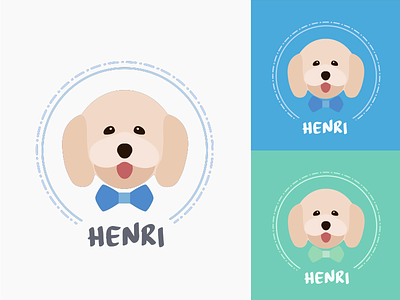 Henri logo dog illustration logo poodle puppy
