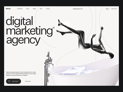 Marketing Agency Landing Page 3d blender bold c3d clean contrast digital landing page marketing slick stylish web design website zajno