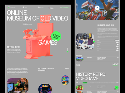 Online Museum of Old Games 1980s 3d arcade cabinet cinema console educations game gray history landing layout modern museum old retro ui