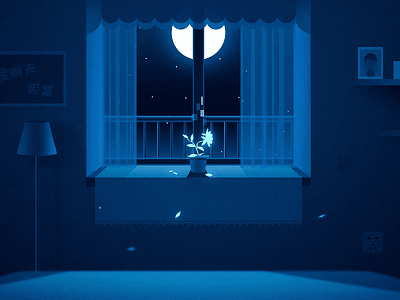 moon bed blue color flower illustrator light moon night