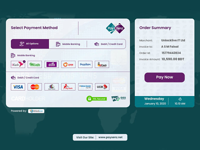 paysenz payment gateway page design graphicdesign payment gateway payment selection page paysenz page ui design ux desgin