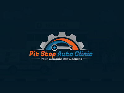 pit stop auto clinic logo brand branding car clinic graphicdesign logo