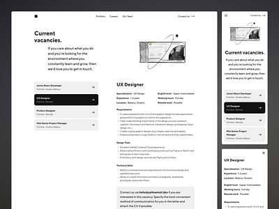 Yellow Square — vacancies page for corporate website agency corporate design typography ux website