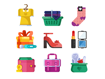 Lady's Icons bag clothes cosmetic girl handbag illustration lipstick money purse shoes tampon vibrator woman womans