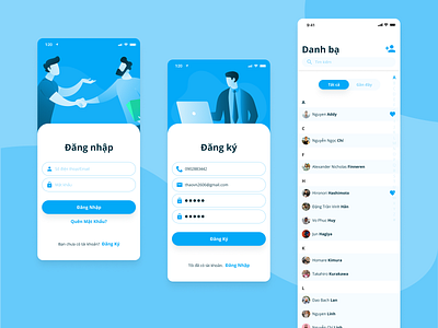 Phonebook app design flat illustration minimal ui ux