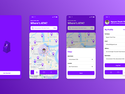 ATM Finder app design flat illustrator ui ux vector