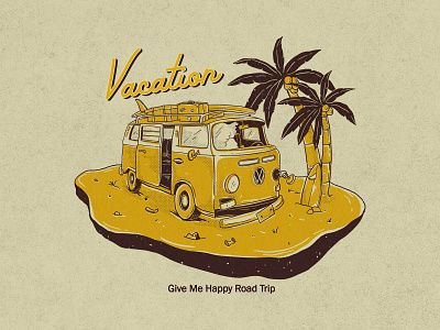 Volkswagen vacation adventure apparel design artwork beach broken concept design drawing fun illustration kombi summer surf travel tropical vacation vintage volkswagen vw vw bus