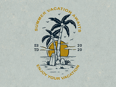 Summer Vacation Awaits aloha apparel design artwork beach clothes clothing concept holiday illustration sea summer summer party summer vacation summer vibes summertime sunset surf surfing tropical vacation