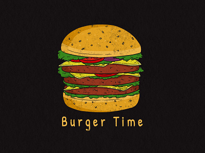 Burger Time artwork branding bread burger concept design drawing fast food food illustration junk food retro tasty vintage