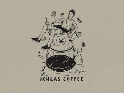 Ikhlas Coffee apparel design coffee hand drawn illustration