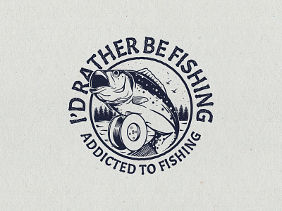 Addicted to fishing apparel design badge bass concept fish fishing hand drawn illustration lake