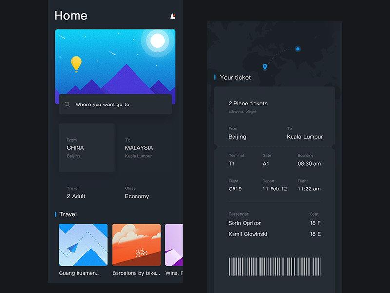 Travel illustration concept ux travel design ui app