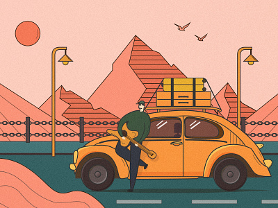 Take a road trip illustration ui