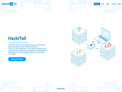 HackITall landing page architecture website blue blue and yellow illustration landing page ui uidesign webdesign