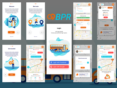 BPR application design app design blue design illustration logo public transportation ui uidesign
