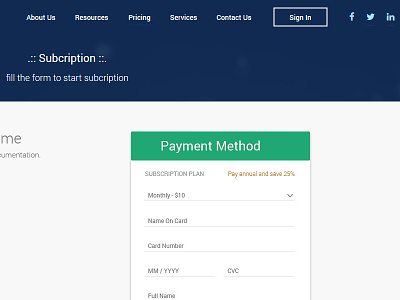 Subscription Page payment page subscription page uiux design