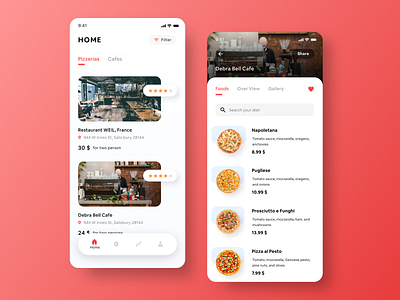 Cafez Find Nearby Cafe animation app branding cafe concept design gradient ios iphone minimal mobile pizza restaurant ui ux