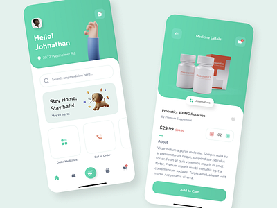 MedKart Mobile Application app cart concept design ecommerce figma figmadesign gradient illustration iphone medicine pharmacy ui ux uxdesign