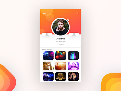 Social Profile UI Design android design gradient iphone profile social ui