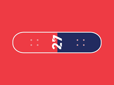 R/B 27 blue clean line red simple skateboard vector